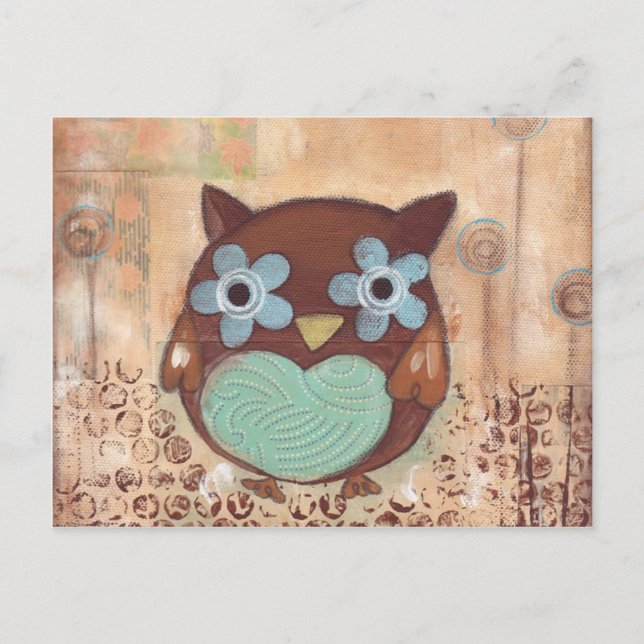 Happy Owl Postcard Postkarte (Vorderseite)