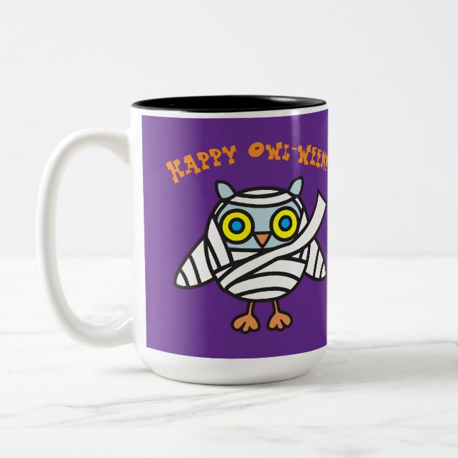 Happy Owl-Ween! Owl Mummy Halloween Tasse (Links)