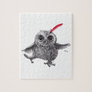 Happy Owl with Red Feather Puzzle