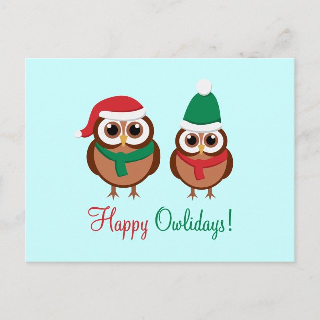Happy Owlidays Feiertagspostkarte (Vorderseite)