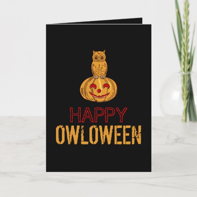 Happy Owloween, Halloween Karte (Vorderseite)