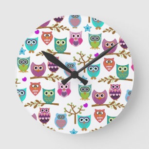 happy owls runde wanduhr
