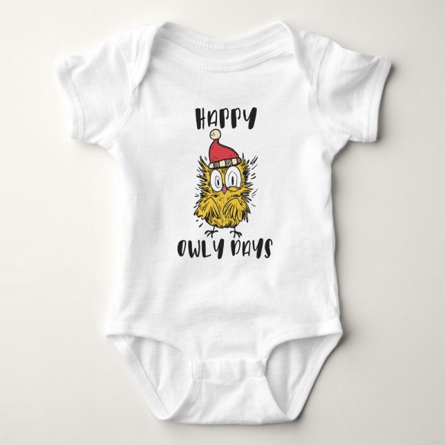 Happy Owly Days Funny Santa Owl Baby Strampler (Vorderseite)