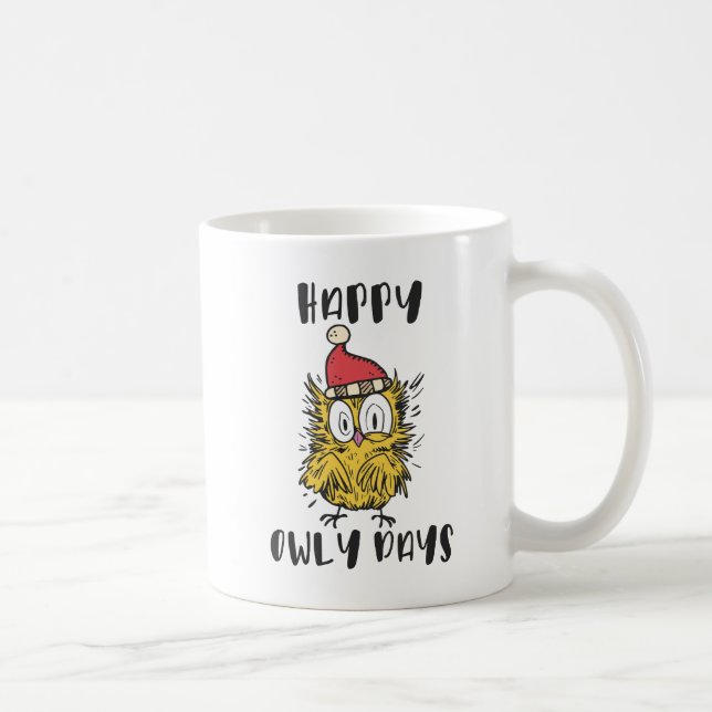 Happy Owly Days Funny Santa Owl Kaffeetasse (Rechts)