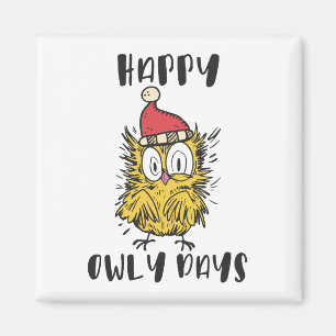 Happy Owly Days Funny Santa Owl Magnet