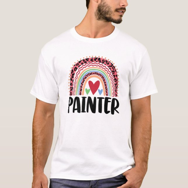 Happy Painter Rainbow Funny Men Leopard Rainbow Lo T-Shirt (Vorderseite)