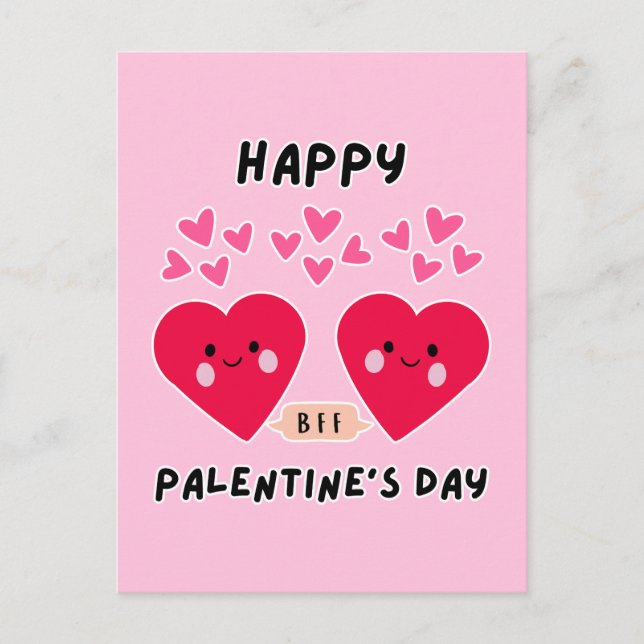 HAPPY PALENTINE TAG NIEDLICHE LIEBE HERZ POSTKARTE (Vorderseite)