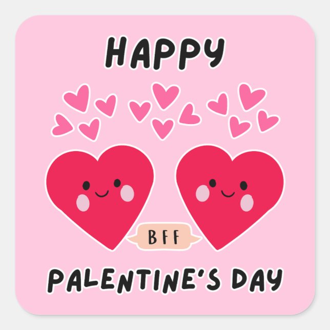 HAPPY PALENTINE TAG NIEDLICHE LIEBE HERZ QUADRATISCHER AUFKLEBER (Vorderseite)