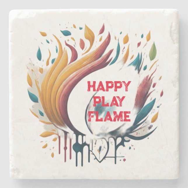 Happy Paly Flame Steinuntersetzer (Vorderseite)
