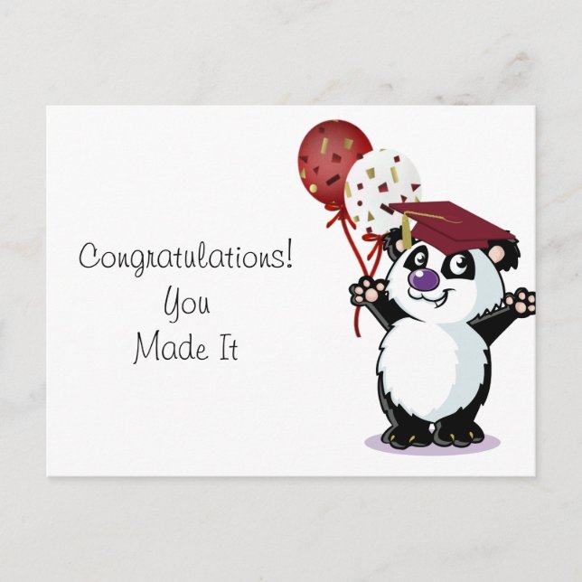 Happy Panda Bear Graduate Postkarte (Vorderseite)