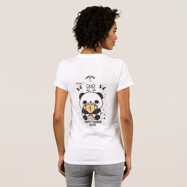 Happy Panda Cute T-Shirt – Adorable Smiling Panda  (Schwarz voll)