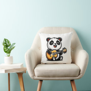 Happy Panda Gitarrist - Niedliches akustisches Mus Kissen