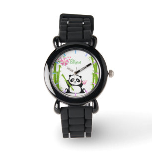 Happy Panda mit Bamboo & Cherry Blossom Armbanduhr