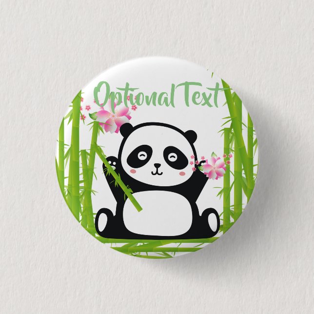 Happy Panda mit Bamboo & Cherry Blossom Button (Vorderseite)
