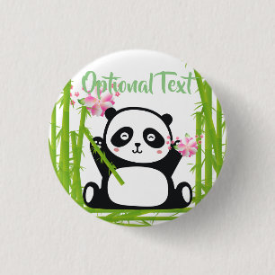 Happy Panda mit Bamboo & Cherry Blossom Button