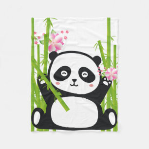 Happy Panda mit Bamboo & Cherry Blossom Fleecedecke
