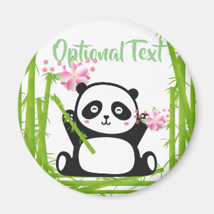 Happy Panda mit Bamboo & Cherry Blossom Magnet