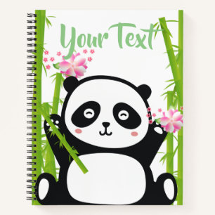 Happy Panda mit Bamboo & Cherry Blossom Notizbuch