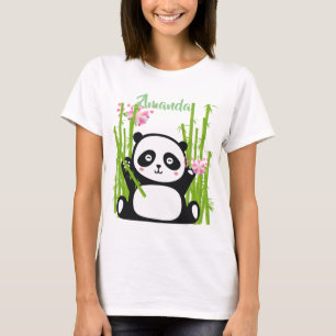 Happy Panda mit Bamboo & Cherry Blossom  T-Shirt