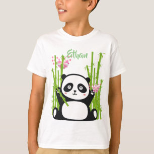 Happy Panda mit Bamboo & Cherry Blossom T-Shirt