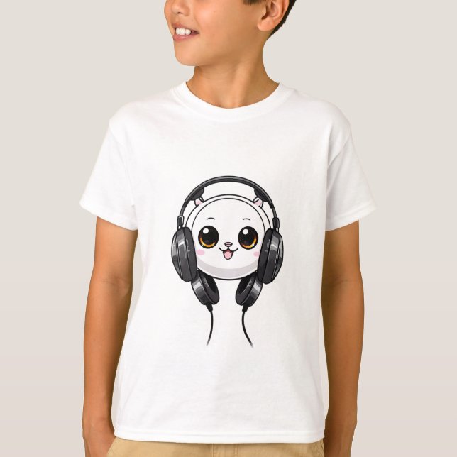 Happy Panda und die Musik überall T-Shirt (Vorderseite)