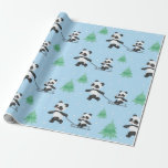Happy Pandas Christmas Pattern Geschenkpapier<br><div class="desc">Umschlagpapier Happy Pandas Weihnachtsmuster Niedlich/festlich/Weihnachten/Einzigartig individualisierbar</div>