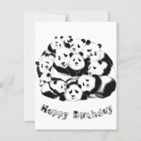 Happy Pandas Funny Birthday Card