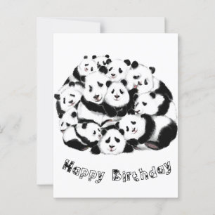 Happy Pandas Funny Birthday Card Postkarte