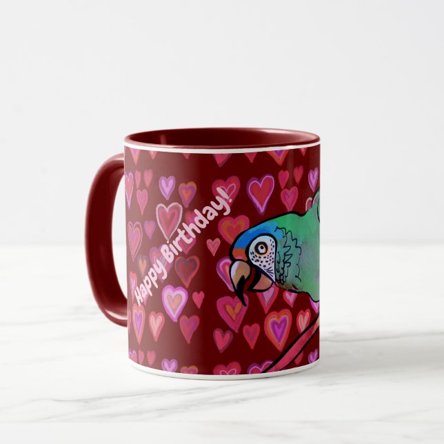 Happy Papagei Zwei-Tone-Tasse Tasse (Vorderseite Links)