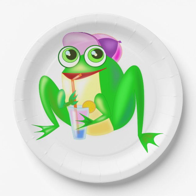 Happy Party Frog Pappteller (Vorderseite)