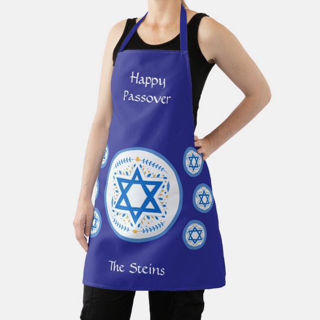 Happy PASSOVER Blue Star of David NAME P Placemats Schürze (InSitu)