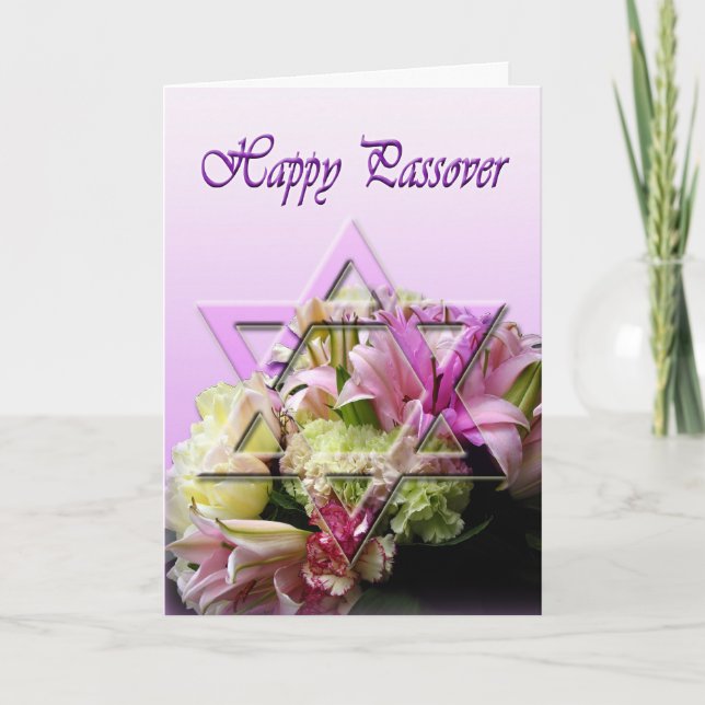 Happy Passover Card mit Star of David und Blume Karte (Vorderseite)