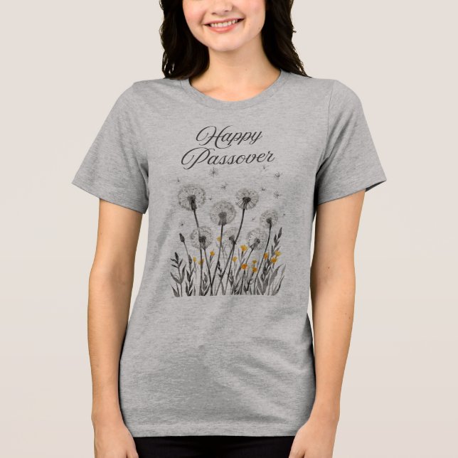 "Happy Passover" dandelion T-Shirt Tri-Blend Shirt (Vorderseite)