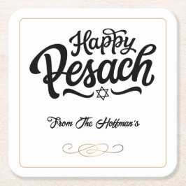 Happy Passover | Einfach traditionelles Schwarz & Rechteckiger Pappuntersetzer
