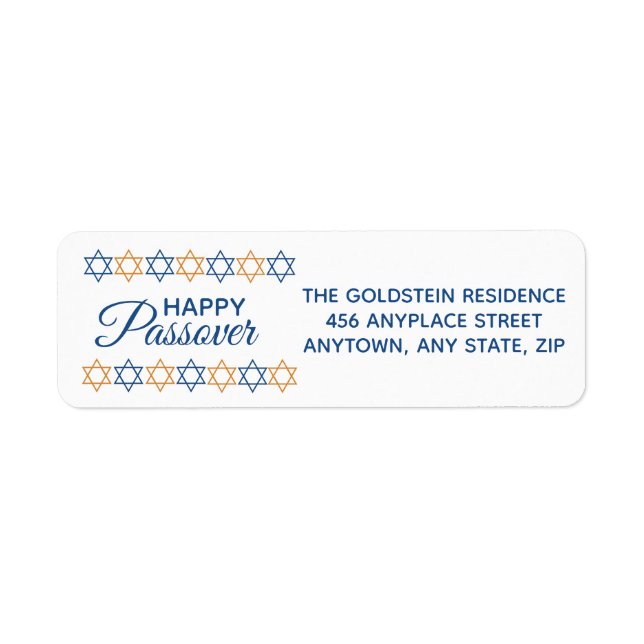 Happy Passover Elegant Blue und Gold Star von Davi (Vorne)