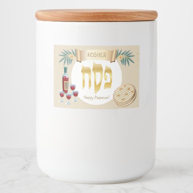 Happy Passover Holiday Kosher Pesach Seder Lebensmitteletikett (Vorderseite)