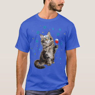 Happy Passover Maine Coon Cat Funny Seder Jewish H T-Shirt