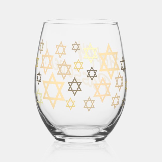 Happy Passover Modern stilvoll Weinglas Ohne Stiel (Vorderseite)