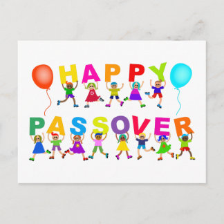 Happy Passover Niedlicher Cartoon Diverse Kids Tex Postkarte