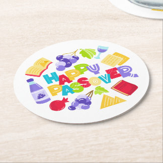 Happy Passover Paper Coaster Runder Pappuntersetzer