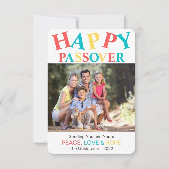 Happy Passover Personalisiertes farbiges Foto 2022 (Vorderseite)