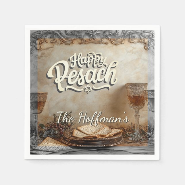 Happy Passover | Pesach Jüdisch Traditionelles Vin Serviette (Vorderseite)