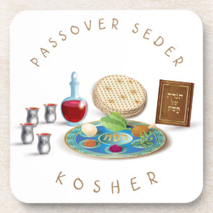 Happy Passover Seder Plate Kosher Pesach Getränkeuntersetzer
