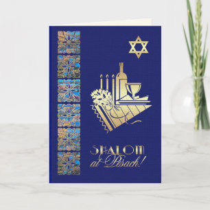 Happy Passover Star von David und Seder Table Icon Karte