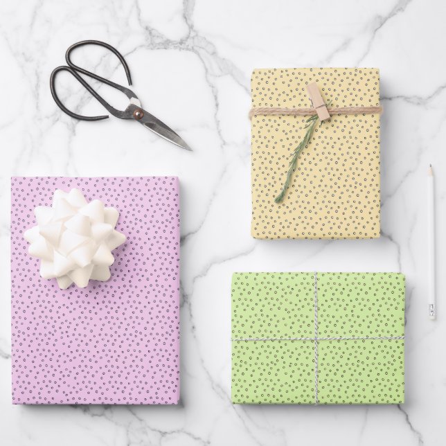 Happy Pastel Hand Drawn Polka Dots Oster Geschenkpapier Set (Vorderseite)