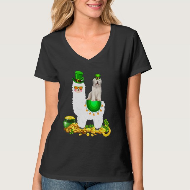 Happy Patrick S Day Leprechaun Bartded Collie Ridi T-Shirt (Vorderseite)