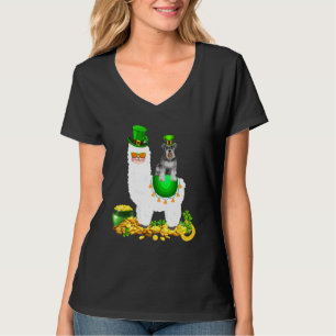 Happy Patrick S Day Leprechaun Schnauzer Riding Ll T-Shirt