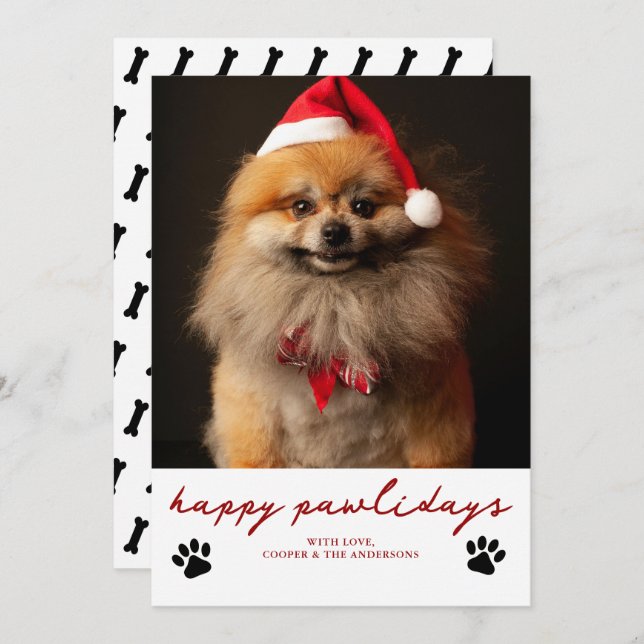 Happy Pawliday Pet Hund Foto Weihnachten (Vorne/Hinten)