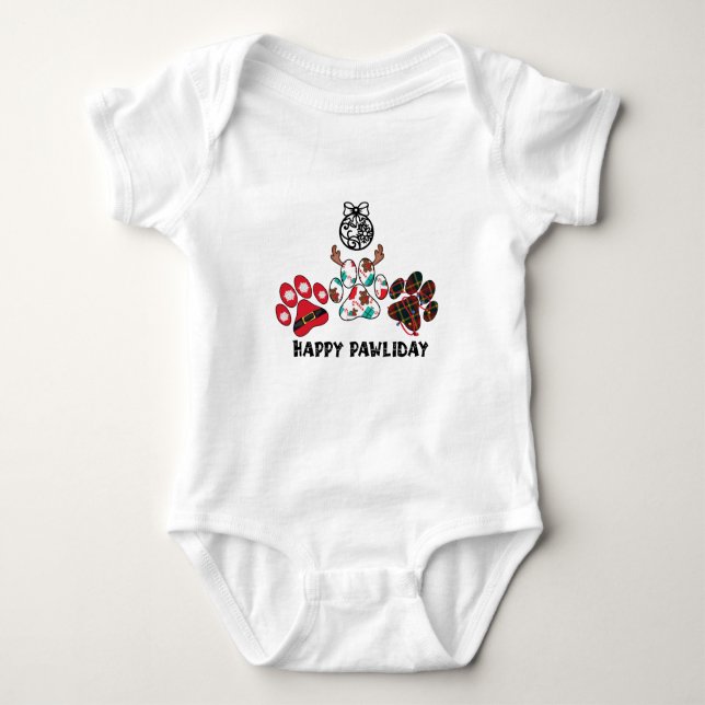 Happy Pawliday - Weihnachts-Urlaub Baby Bodysuit Strampler (Vorderseite)