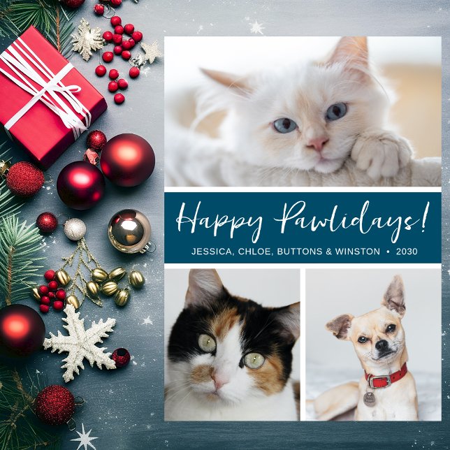 Happy Pawlidays 3 Foto Feiertagskarte (Von Creator hochgeladen)